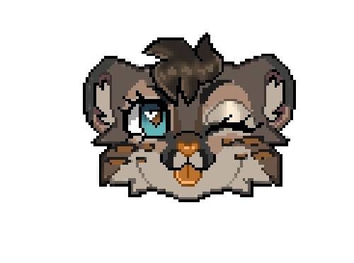 Pixel art portrait, character with big ears and light eyes